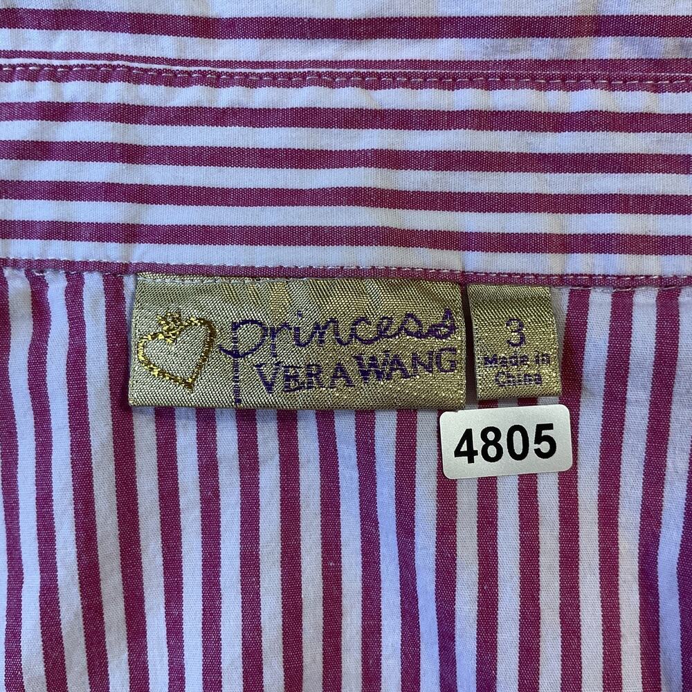 Princess Vera Wang Women Button Up Collar Shirt 3 Red Striped Bow Heart LongSlee - Picture 2 of 10